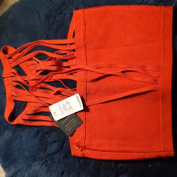BEBE red crop shirt.  XS - Picture 3 of 5